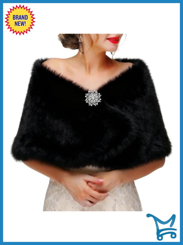 Faux Fur Wedding Shawl Wrap Bridal Stole Cape Scarf